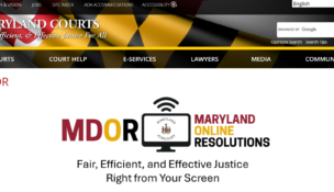 Screenshot of the Maryland Online Resolution, or MDOR, platform from the Maryland Judiciary.