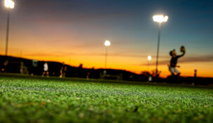 Children take part in baseball practice on an artificial-turf field. (Sandy Huffaker/For The Washington Post)