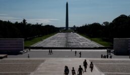 Visitors to the Lincoln Memorial walk near the drained Reflecting Pool, following renovations and Independence Day celebrations in Washington on July 30, 2026. (REUTERS/Nathan Howard)