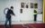 Portraits of the first and second couples hang near an entryway of the John F. Kennedy Center for the Performing Arts. (Jabin Botsford/The Washington Post)