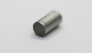 A sample of germanium (Ge) is displayed at the Laboratory of Physics and Material studies (LPEM) in Paris on June 23, 2025. (REUTERS/Benoit Tessier)