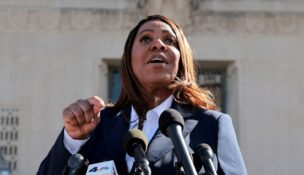 New York Attorney General Letitia James speaks to the media in Norfolk, Virginia, on Oct. 24, 2025. (REUTERS/Jonathan Ernst/File Photo/File Photo)