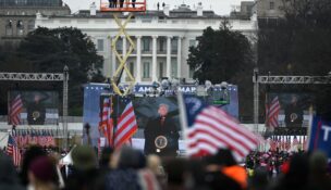 President Donald Trump speaks to his supporters on Jan. 6, 2021, the day a pro-Trump mob attacked the U.S. Capitol. The rioters sought to prevent Congress from certifying Joe Biden’s 2020 election victory. (Matt McClain/The Washington Post)