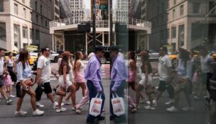 People walk on Fifth Avenue in New York City on Aug. 7, 2025, as President Trump’s new tariffs are imposed. (REUTERS/Adam Gray)