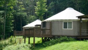 Four of the eight yurts at the new Savage Highlands State Park will be available to rent through October, after which they will likely close for the season and reopen in 2027. (Photo by Christine Condon/Maryland Matters)